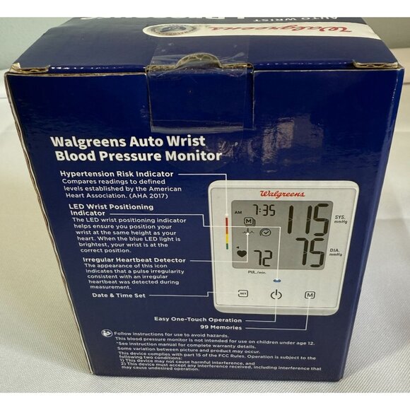 NIB Walgreens Auto Wrist Blood Pressure Monitor Easy One Touch Operation LED - Picture 4 of 6